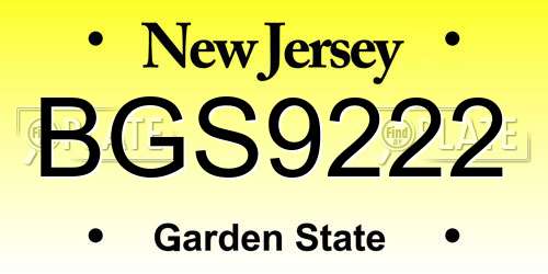 BGS9222 New Jersey License Plate