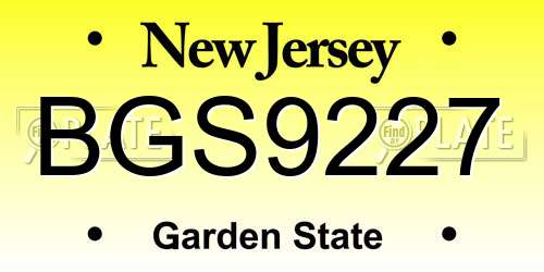 BGS9227 New Jersey License Plate