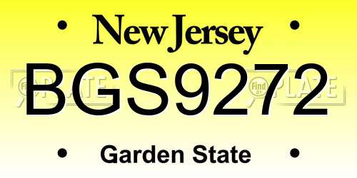 BGS9272 New Jersey License Plate