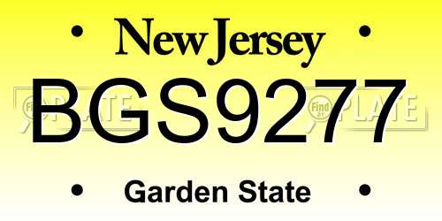 BGS9277 New Jersey License Plate