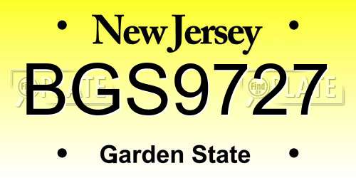 BGS9727 New Jersey License Plate