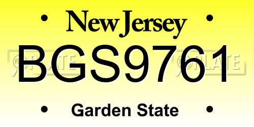 BGS9761 New Jersey License Plate