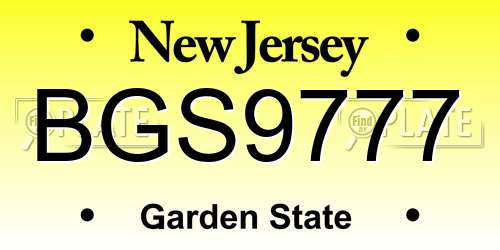 BGS9777 New Jersey License Plate