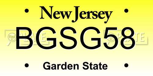 BGSG58 New Jersey License Plate