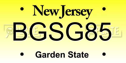 BGSG85 New Jersey License Plate