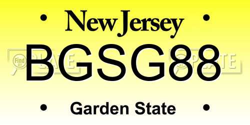 BGSG88 New Jersey License Plate