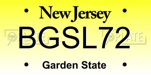 BGSL72 New Jersey License Plate