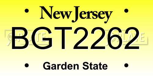 BGT2262 New Jersey License Plate