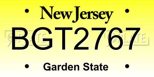 BGT2767 New Jersey License Plate