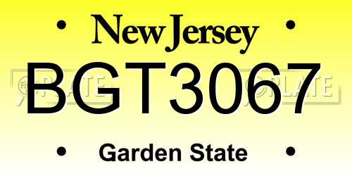 BGT3067 New Jersey License Plate