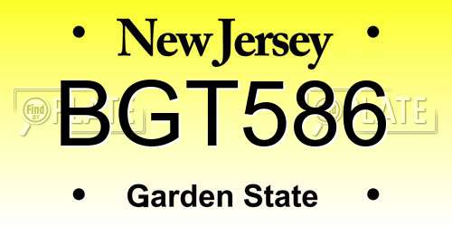 BGT586 New Jersey License Plate