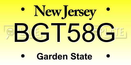 BGT58G New Jersey License Plate