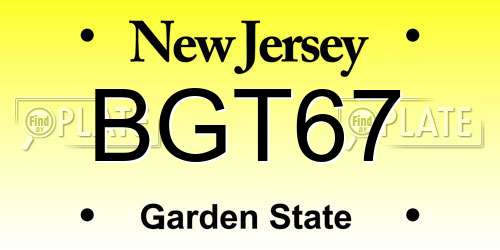 BGT67 New Jersey License Plate