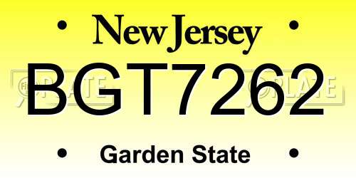 BGT7262 New Jersey License Plate