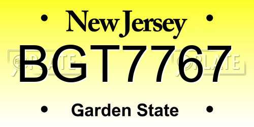 BGT7767 New Jersey License Plate