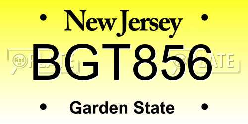 BGT856 New Jersey License Plate
