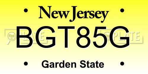 BGT85G New Jersey License Plate