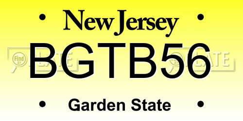 BGTB56 New Jersey License Plate