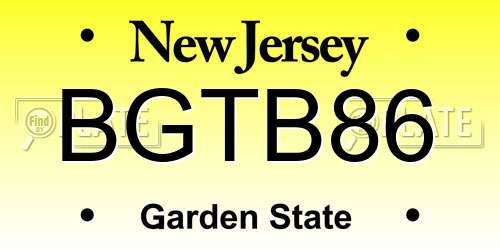 BGTB86 New Jersey License Plate