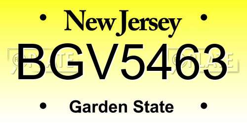 BGV5463 New Jersey License Plate