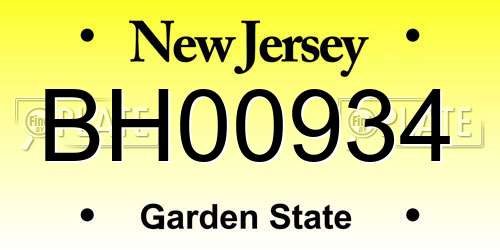 BH00934 New Jersey License Plate