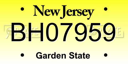 BH07959 New Jersey License Plate