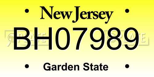 BH07989 New Jersey License Plate