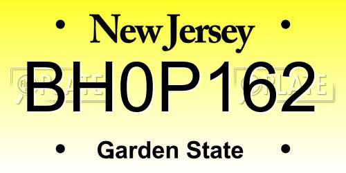BH0P162 New Jersey License Plate