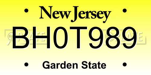 BH0T989 New Jersey License Plate