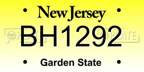 BH1292 New Jersey License Plate