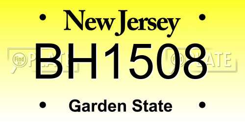 BH1508 New Jersey License Plate