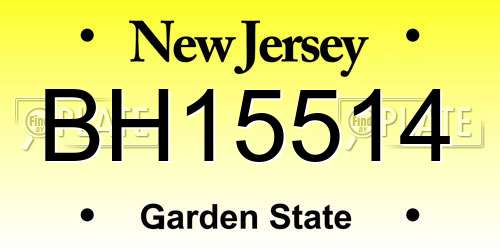 BH15514 New Jersey License Plate