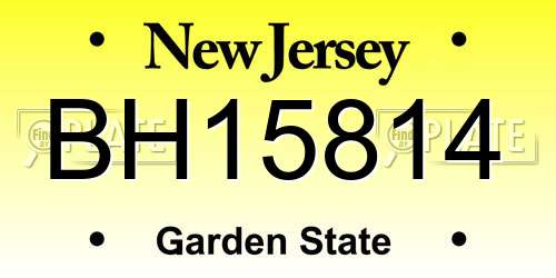 BH15814 New Jersey License Plate