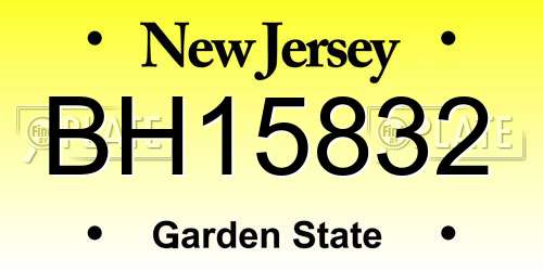 BH15832 New Jersey License Plate