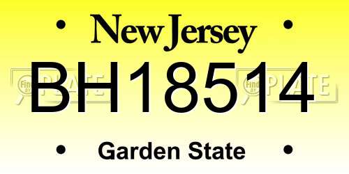 BH18514 New Jersey License Plate