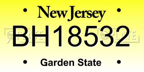 BH18532 New Jersey License Plate