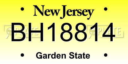 BH18814 New Jersey License Plate