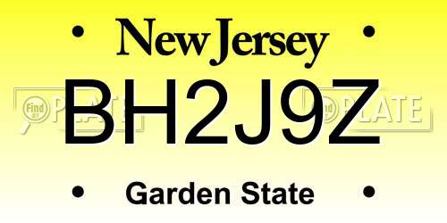 BH2J9Z New Jersey License Plate