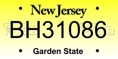 BH31086 New Jersey License Plate