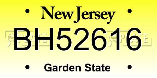 BH52616 New Jersey License Plate