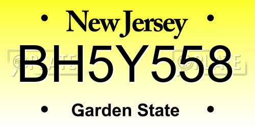 BH5Y558 New Jersey License Plate