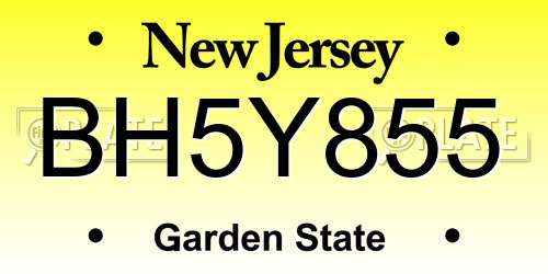 BH5Y855 New Jersey License Plate