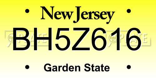 BH5Z616 New Jersey License Plate