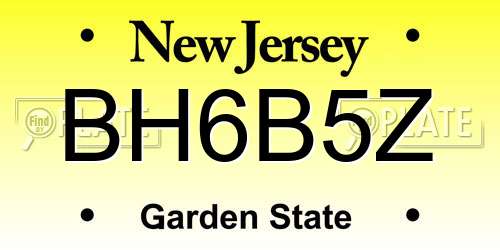 BH6B5Z New Jersey License Plate