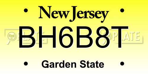 BH6B8T New Jersey License Plate