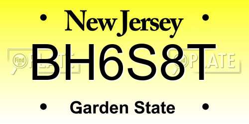BH6S8T New Jersey License Plate