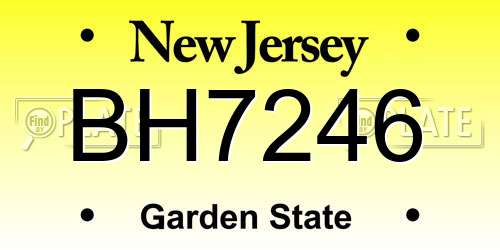 BH7246 New Jersey License Plate