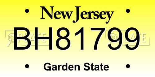 BH81799 New Jersey License Plate