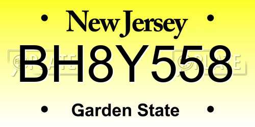 BH8Y558 New Jersey License Plate
