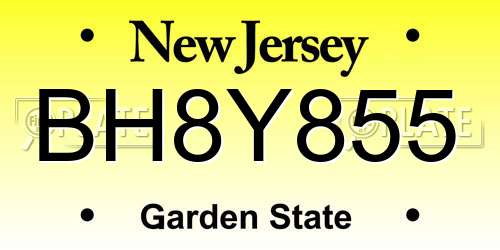 BH8Y855 New Jersey License Plate